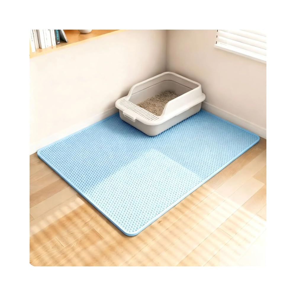 GOCJADJXR Cat Litter Mat, Double-Layer Waterproof Heavy-Duty, Non-Slip Washable Litter-Trapping Mat for Litter Boxes(Blue,Size:40 * 50cm)
