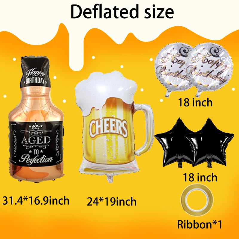 Image of Beer Cup Balloons Set of 6 Whiskey Bottle Beer Mug Shape Balloons Summer Party, Beer Festival, Birthday Party