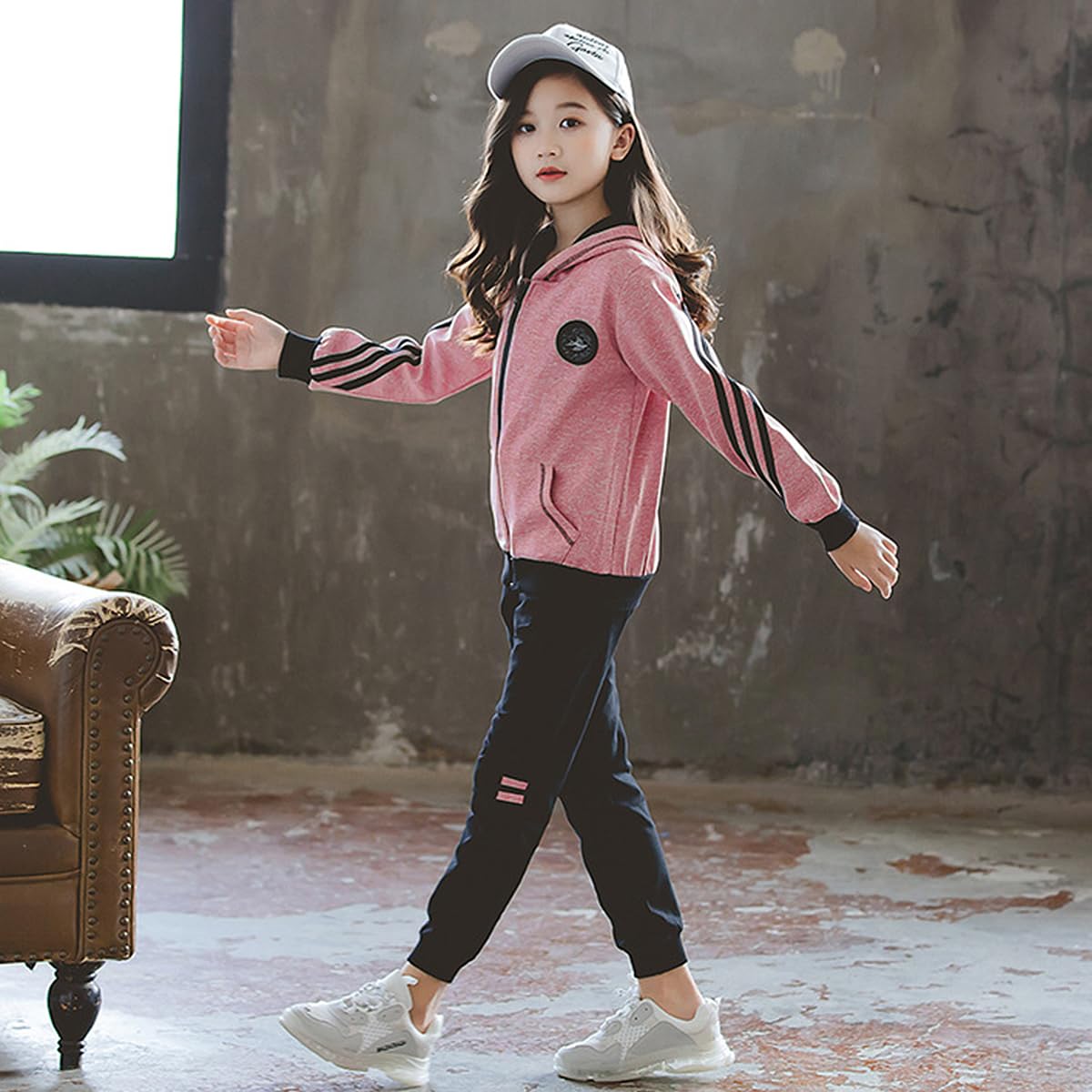linboo Tuta sportiva per bambini, 2 pezzi, 3 pezzi, con cappuccio e pantaloni sportivi, a maniche lunghe, per il tempo libero