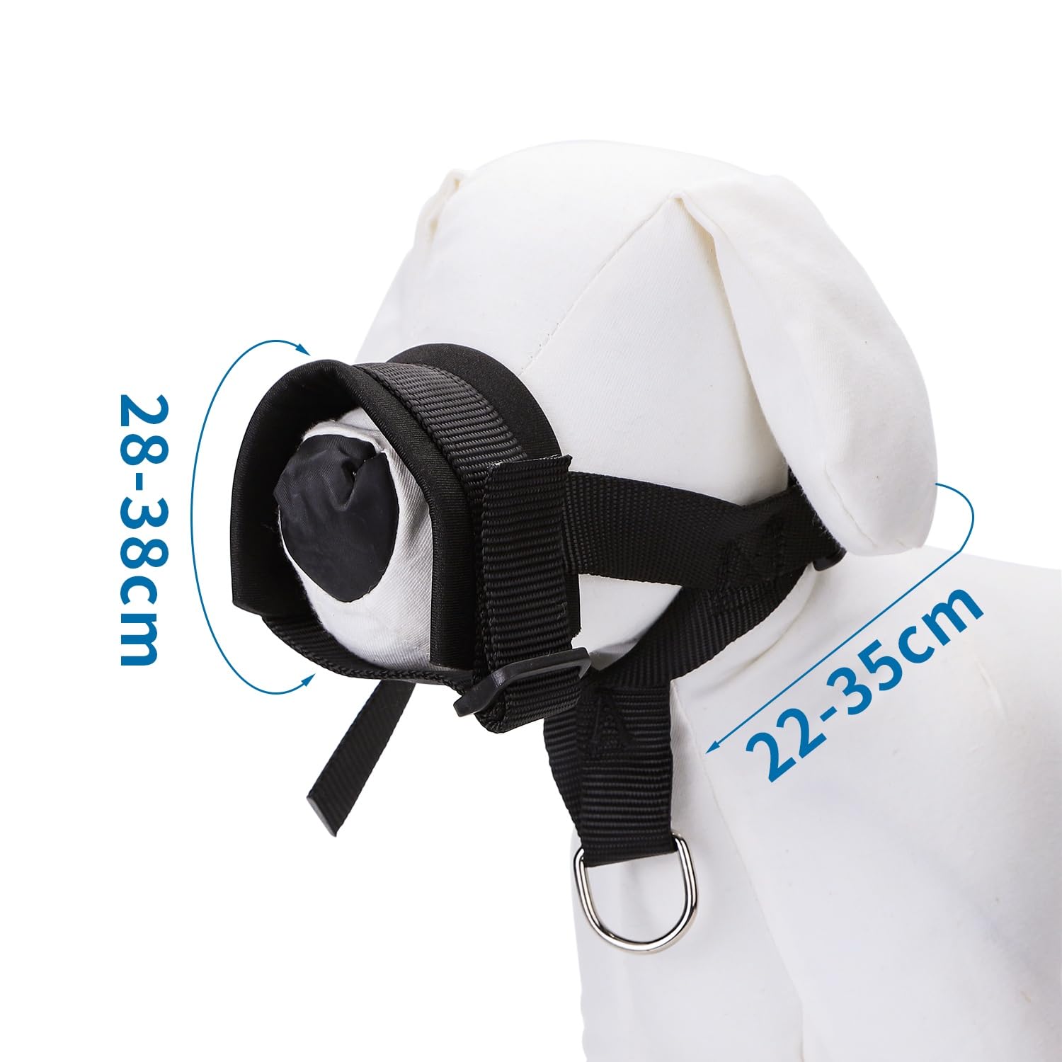 Nylon muzzle for dogs adjustable, breathable and durable; ideal for safe walks and control in stressful situations - Image 2