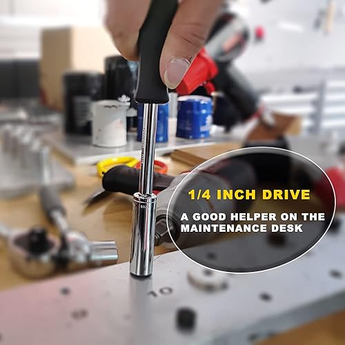 Miniatura 2 de EASYTOO Mango giratorio de 14 de pulgada, llaves de vaso de 14 pulgadas, mango de accionamiento estándar con acero resistente a prueba de óxido,