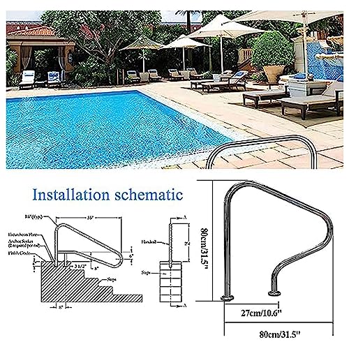 Barandal para piscina acero inoxidable 304 1.2 cm miniatura 4