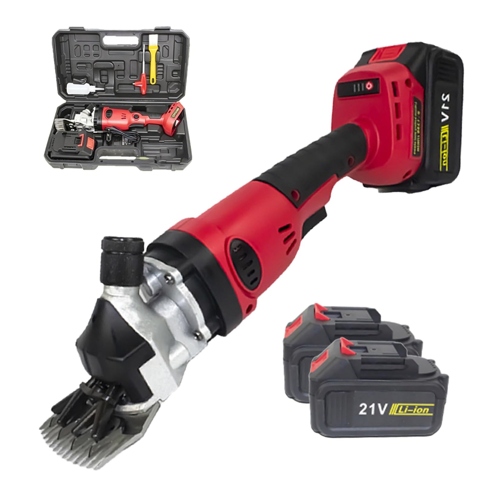 Maquina de Esquilar Ovejas 600w, Esquiladora Caballos, 1350rpm, con 2 Baterías de Litio Recargables 15000mah, Cizalla for Cabra Alpaca Camello