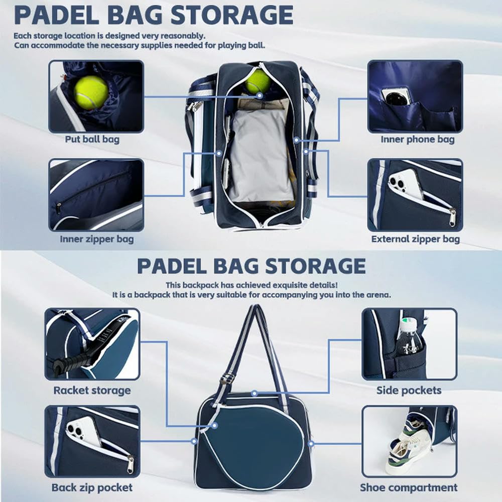 JCVBN - Borsa da donna impermeabile, confezione da 2, per pickleball, racchetta, racchetta, da spiaggia, tennis, racchetta da paddle