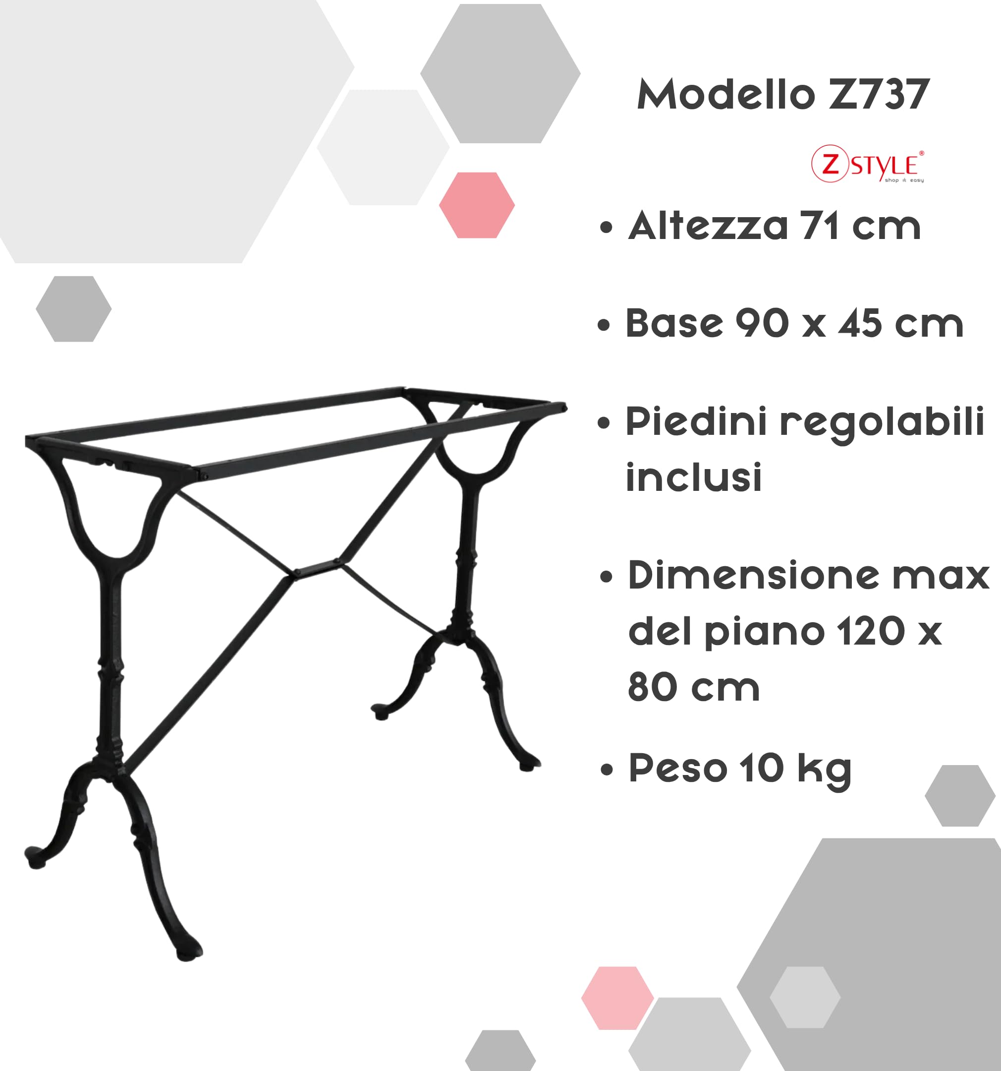 ZStyle Base de mesa de hierro fundido – Patas de mesa – Base doble – Patas para mesa – Interior/Exterior – Para bistrós, restaurantes, bares, Catering – Pie central – Mesa Liberty – Robusto –