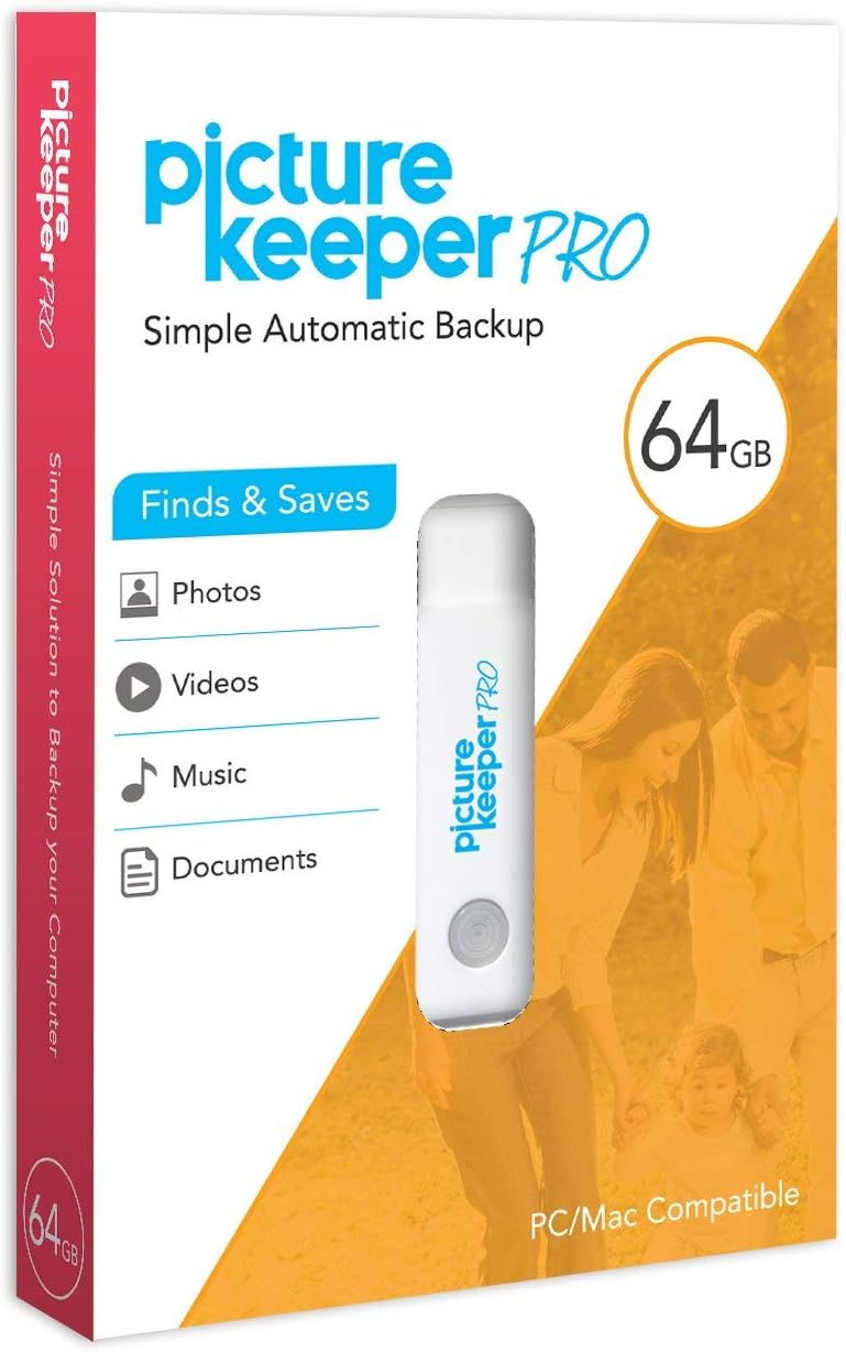 Picture Keeper Smart USB Flash Drive 64GB PRO External Photo Video and File Backup Device for PC and MAC Laptops and Computers