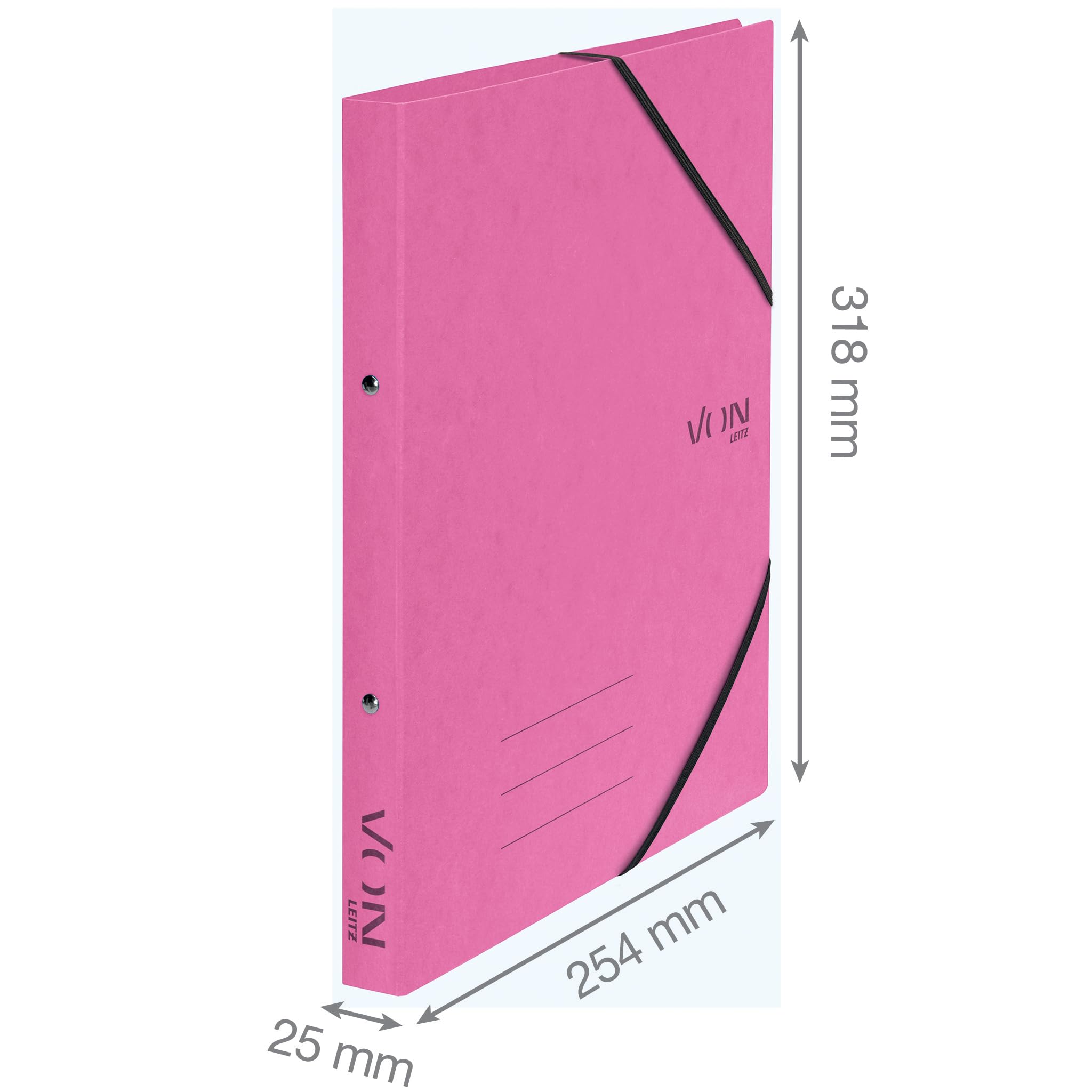 VON Leitz Ringbuch A4, Karton, Mit 2 Ringen und Gummibandverschluss, 25 mm Rückenbreite, Für 140 Blatt, Ringmechanik, Für Schule, Studium & Zuhause, 5 Stück, Fuchsia, 30120022