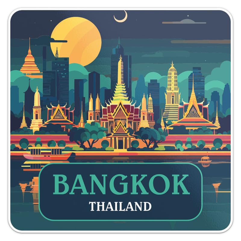 Generic Thailand Bangkok City Sticker - Vinyl Waterproof Decal Quirky Gift Idea for Car, Laptop, Wall, Window, Book Cases, Water Bottle, Bumper