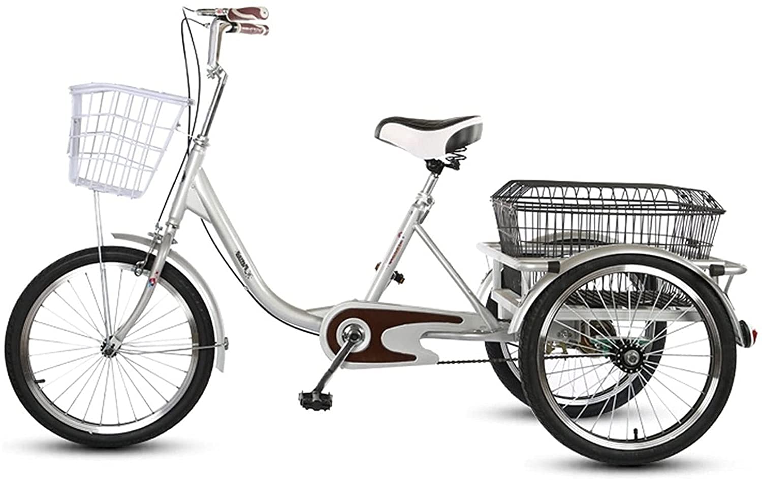GRDDBZA Adult Tricycle - 3 Wheel Bikes for Adults Shopping Adults Tricycle 20 Inch 1 Speed 3 Wheels Bike with Large Basket Adjustable Handlebars for Shopping Picnic Outdoor Sports