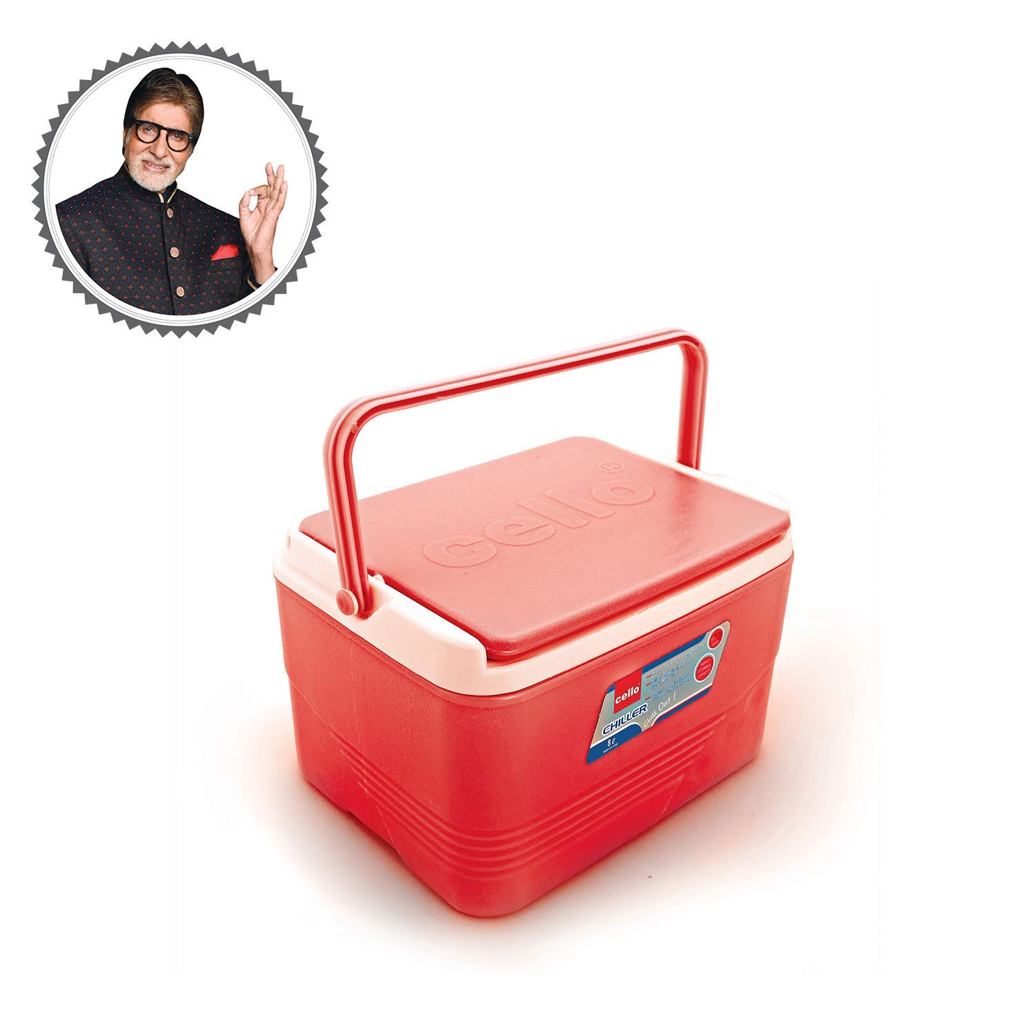 Cello Chiller Ice Box | Standard Size for Travel Party Bar Ice Cubes | Cold Drinks | Medical Purpose | 8 Litre, Red - Image 2 thumbnail