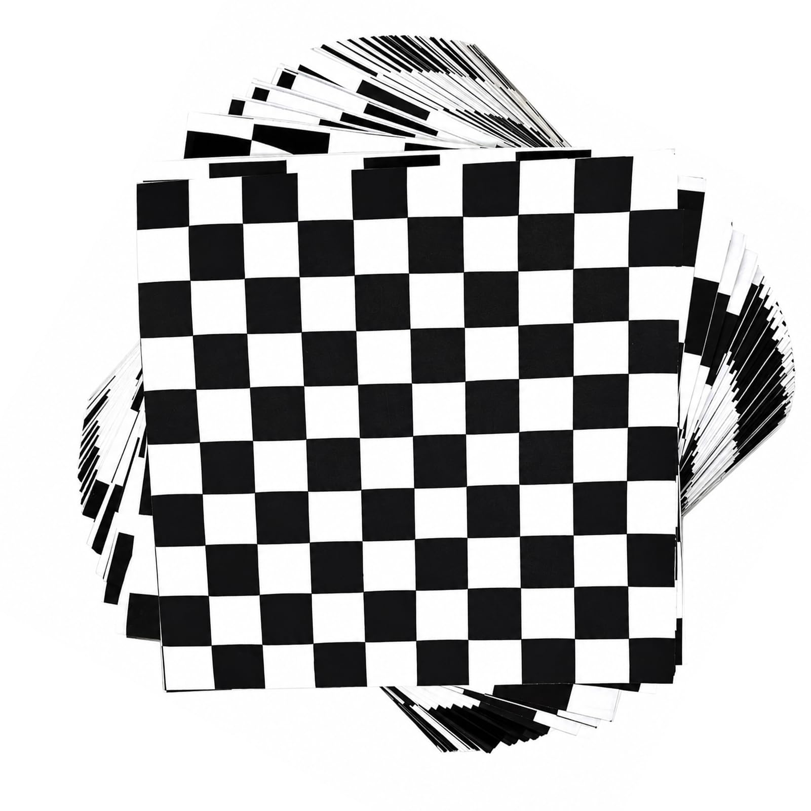40-Piece Black White Checkered Paper Napkins, 2-Ply Party Serviettes