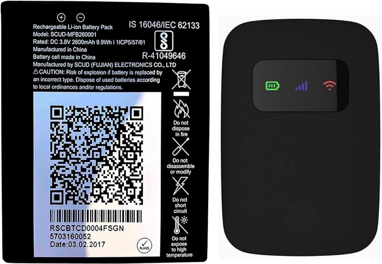 Original EL-BP515761V SCUD-MFB260001 2600 mAh Battery for Reliance Jio 4G Router JioFi 3 (JMR540, JMR541) JioFI 4 (JMR1140) (B0CWZ98ZLD) Amazon Price History, Amazon Price Tracker