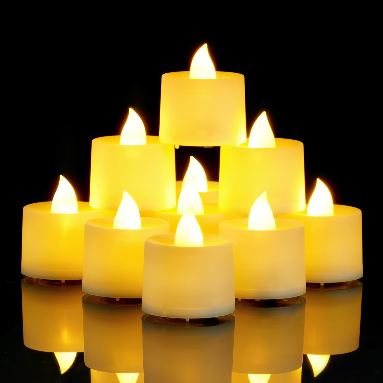 Amagic Confezione da 100 lumini votivi a LED, senza fiamma, piccole candele elettriche a lunga durata, funzionamento a batteria, per Halloween, Natale, decorazioni per la casa, matrimoni, feste