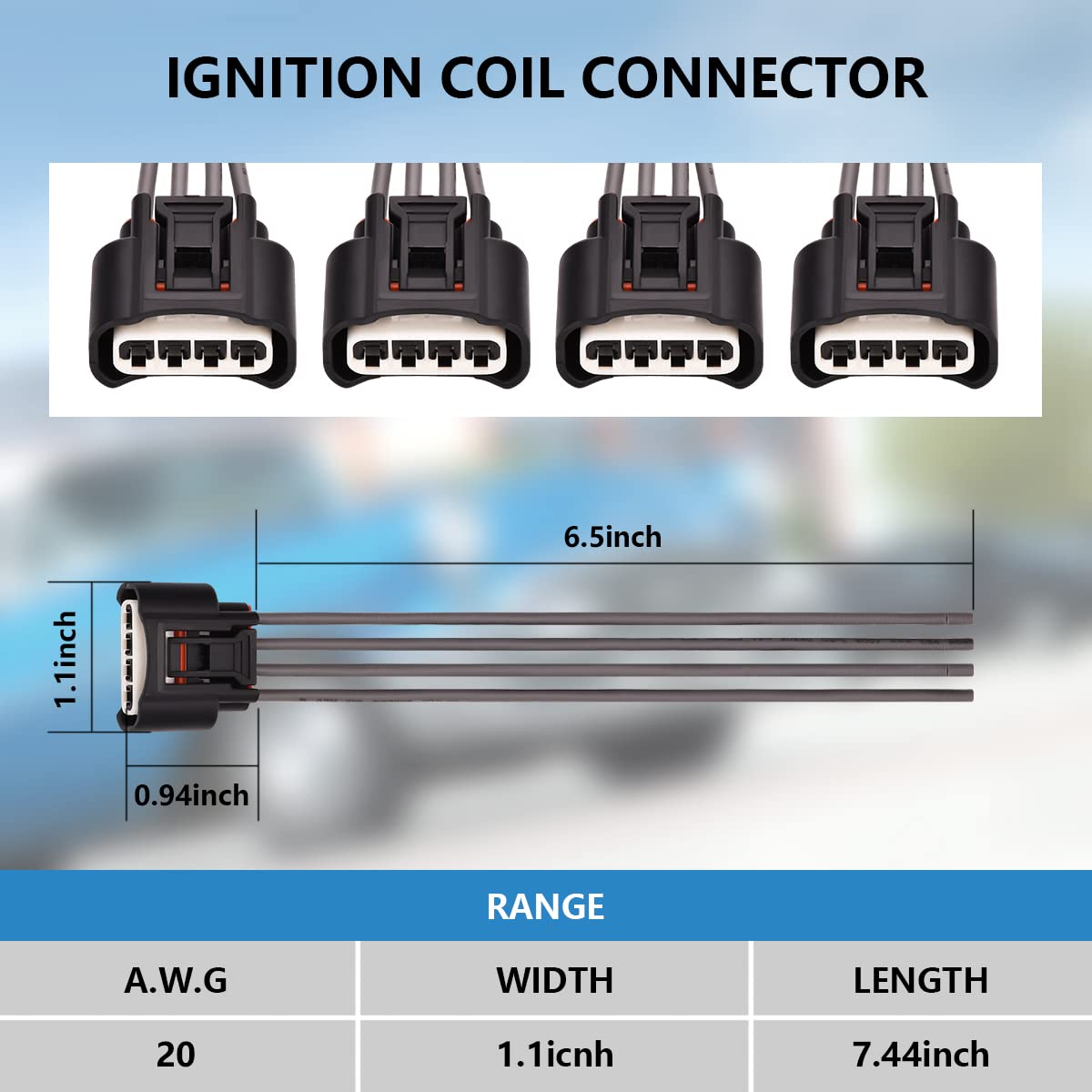 4-Way Coil Connector With Wire – Fits Toyota Coil Packs – Yaris, Corolla, Echo, 3SGE – VAITRIX Brand