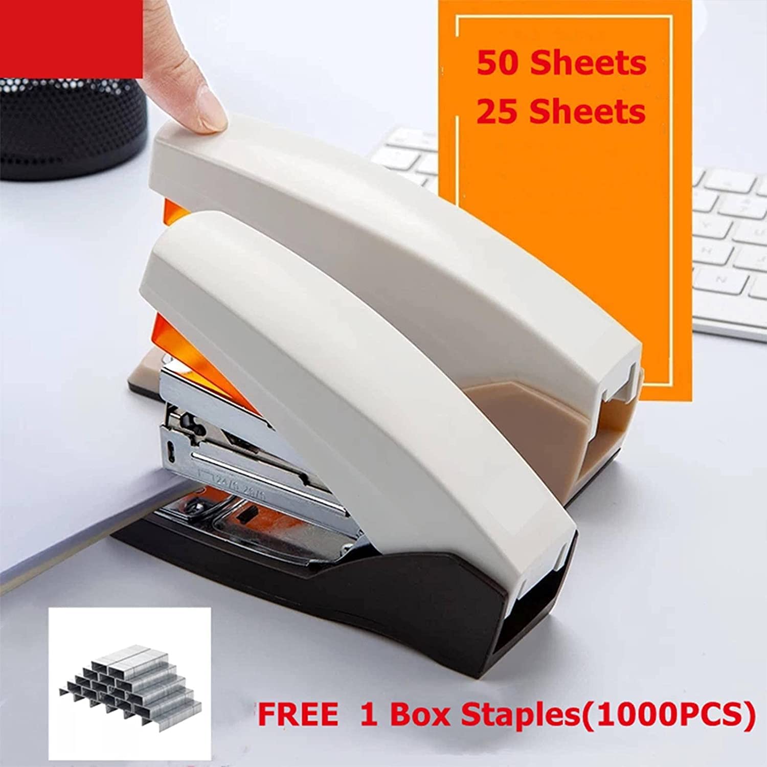 Zszywacz Zszywki Heavy Duty Bezproblemowy Zszywacz 25/50 Arkuszy Oszczędzanie Energii Papierowa Zszywacz Do Książek Szkolne Materiały Biurowe Artykuły Papiernicze Zszywki Biurowe (Kolor: 50 Arkuszy)