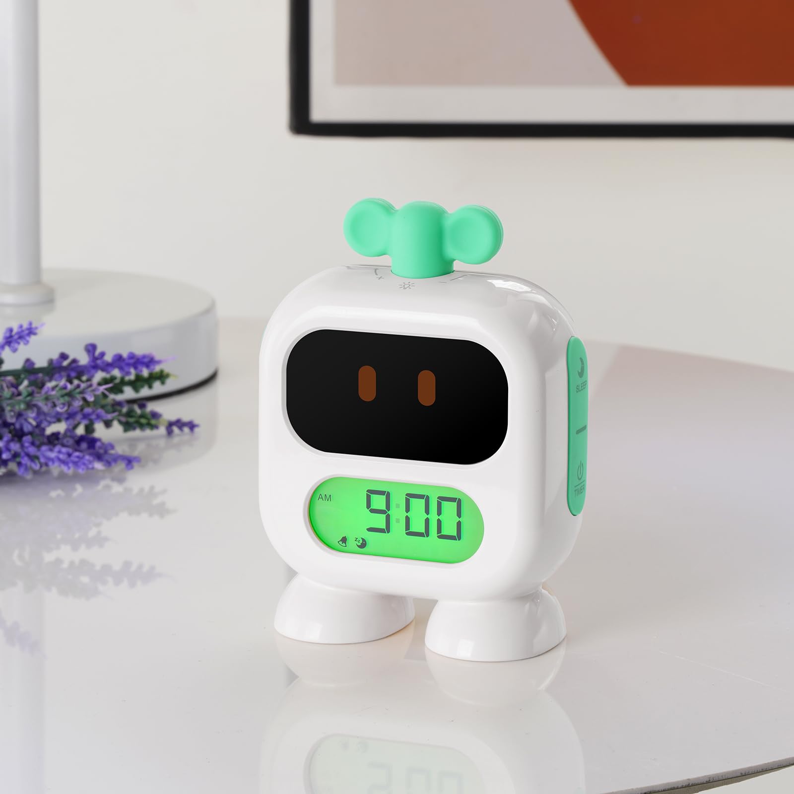 Reloj despertador para niños, reloj de crecimiento con luz roja verde, temporizador de siesta, entrenador de sueño para niños pequeños (azul)