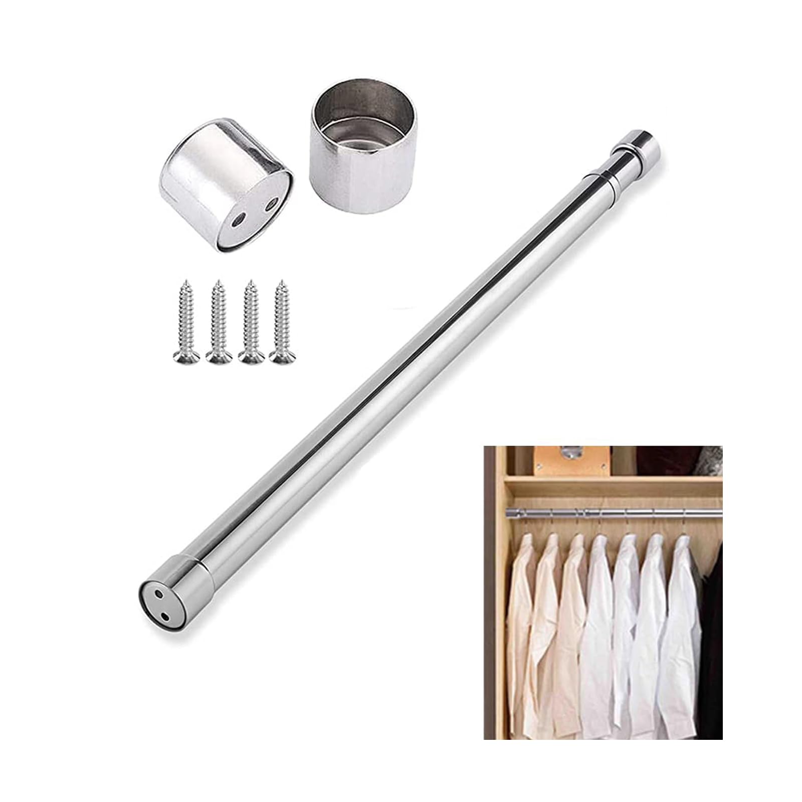 Extendable Wardrobe Rail,Stainless Steel Adjustable Wardrobe Rod