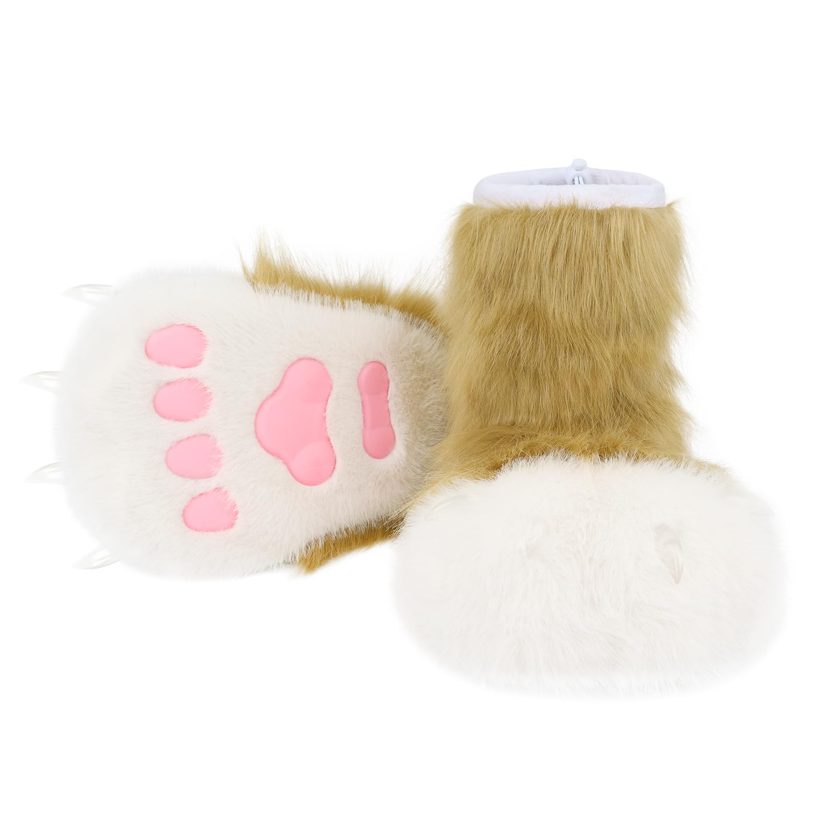 Animal Fuzzy Slippers Bear Cat Wolf Dog Fox Fursuit Feet Paw Claw Shoes Furry Boots Costume Accessories for Adult Kids