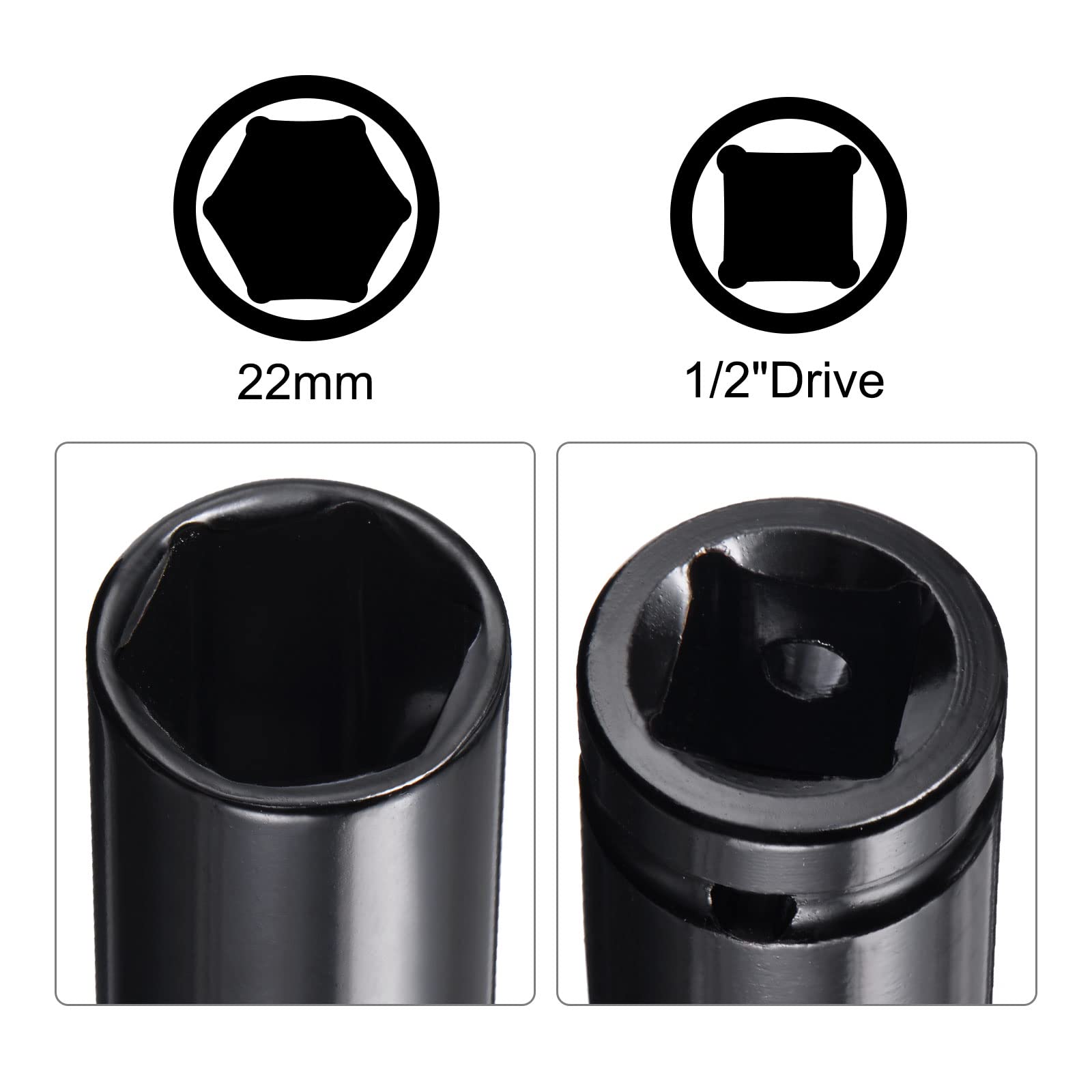 Steckschlüssel-Set Von Sourcing Map – 1/2 Zoll, 27 Mm Tiefe 6-Kant-Stecknuss + Adapter | Für Enge Räume & Hohes Drehmoment