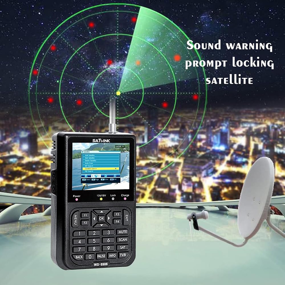 POFET miernik sygnału satelitarnego Sat Finder, urządzenie do pomiaru sygnału satelitarnego, z 3.5-calowym wyświetlaczem LCD, cyfrowy miernik sygnału satelitarnego