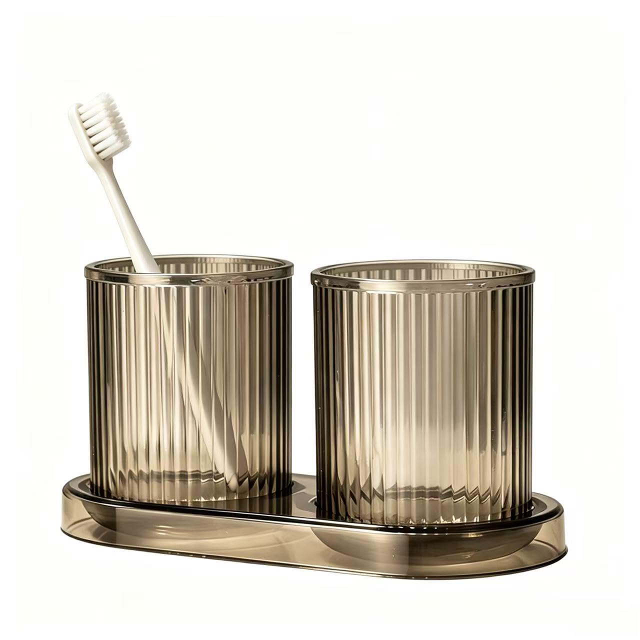 UQMIQURA Set of 2 Toothbrush Cups, Bathroom Cups, Plastic Toothbrush Cups, Mouth Cups, Drinking Cups, Reusable Toothbrush Cups for Bathroom