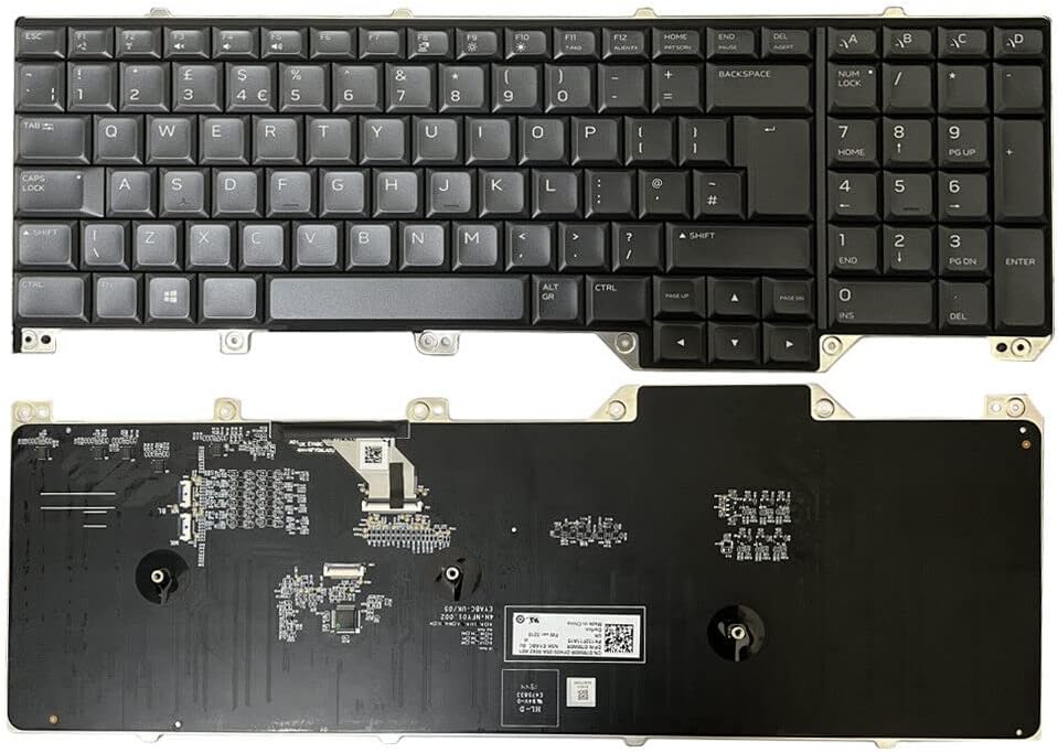 GINTAI UK Backlight Keyboard Replacement for Dell Alien-ware 17 R5 Area 51M 07MW0R 7MW0R RGB PK132F11A15 NSK-EYABC