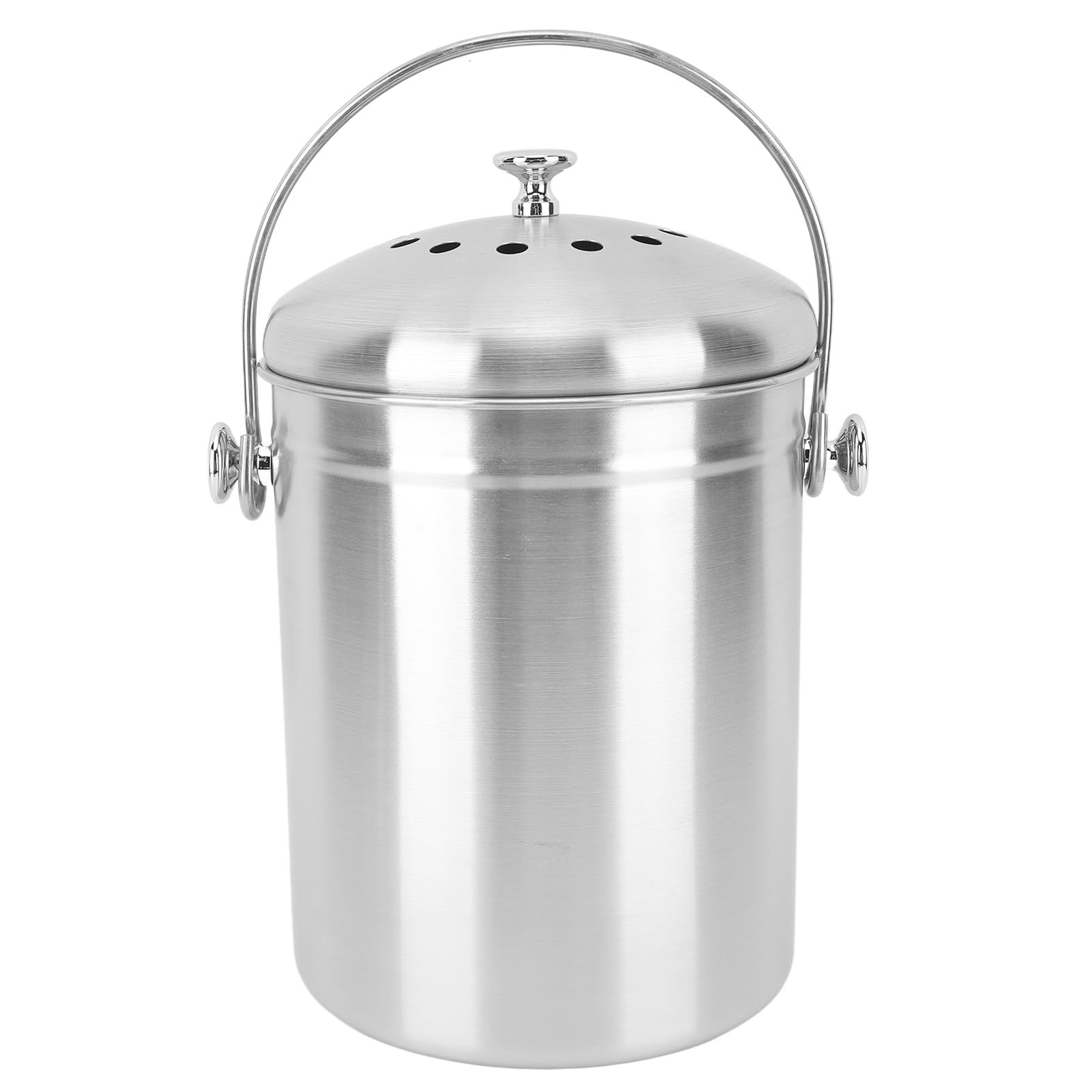TANIQIACA Countertop Compost Bin Kitchen Compost Bin Round Stainless Steel Remove Odors Composting Bin with Carbon Filters for Kitchen Countertop