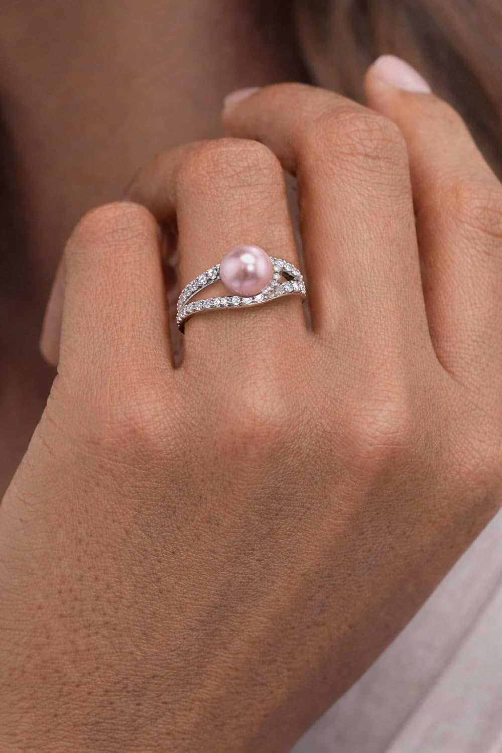 The Pearl Source 9-10mm 14K Gold Plated Sterling Silver Cultured Pearl Tessa Ring for Women - Image 2