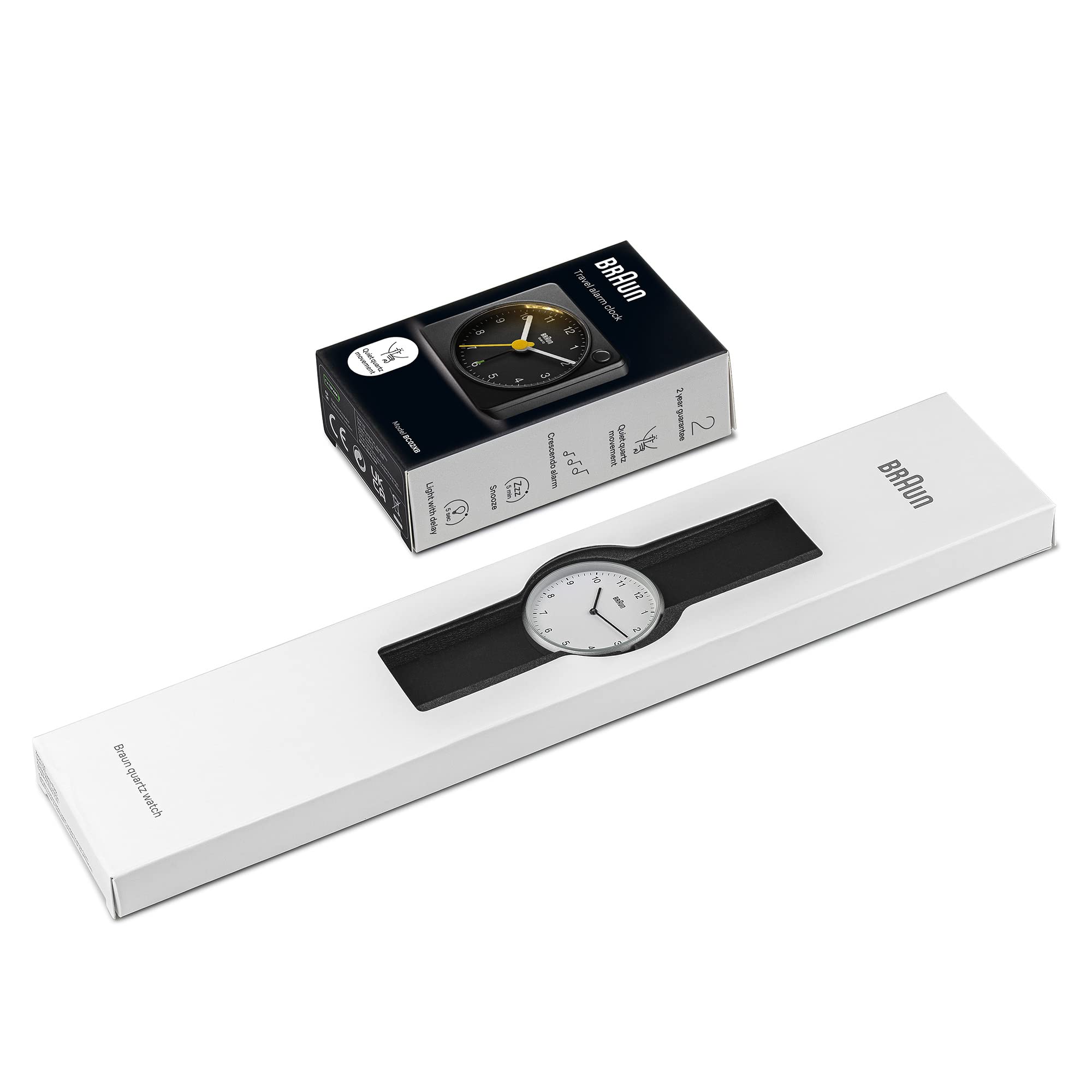 Braun Réveil Voyage Analogique BC02BL - Compact, Silencieux, Alarme Crescendo - Fonctionne Sur Pile AA