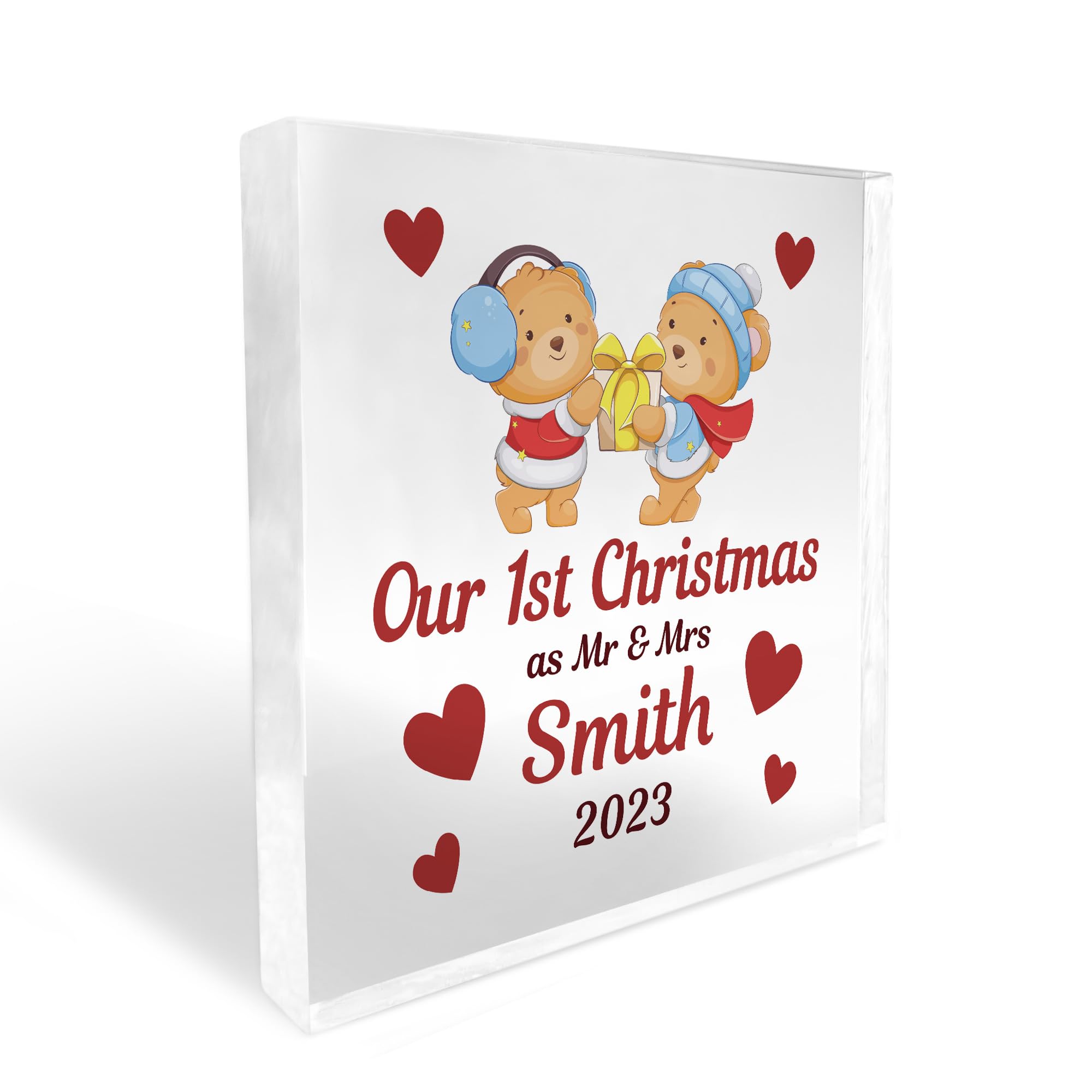 Red Ocean Our 1st Christmas As Mr And Mrs Personalised Block Wedding Gift Husband And Wife Gift Marriage Sign Keepsake