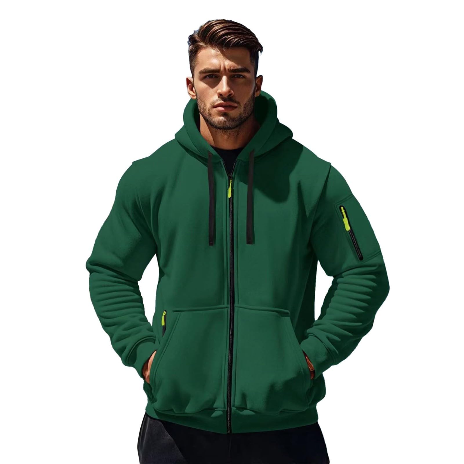 Hoodies - Sudadera con capucha para hombre con cremallera