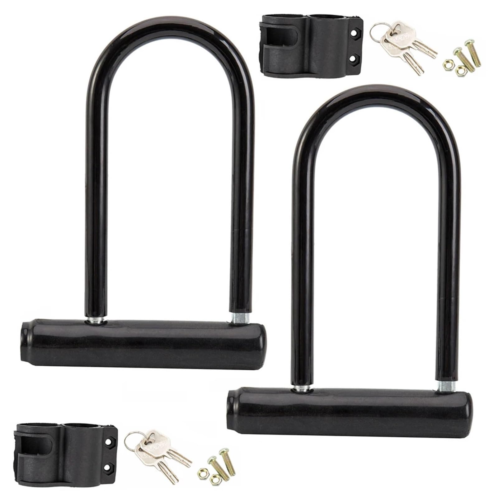Lucchetto a U per bicicletta, portatile, resistente, impermeabile, antifurto, di sicurezza, per moto, scooter, ciclismo, con chiave (2 pezzi)
