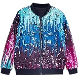YIYI Sequin Jackets for Girls Kids Boys Glitter Sparkle Bomber Varsity Birthday Party Shiny Outwear Clothes Thanksgiving Christmas Valentines Easter BPHotPink 3-4 Years