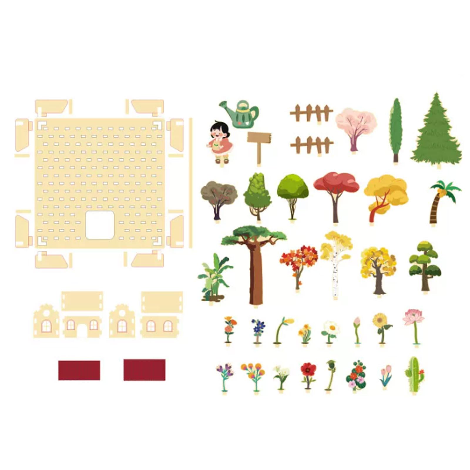 Kit di Puzzle 3D in Legno Fai-da-Te Cortile Montessori | Gioiello di Osservazione della Crescita delle Piante per Bambini, Set di Gioco Creativo Costruisci il Tuo Giardino