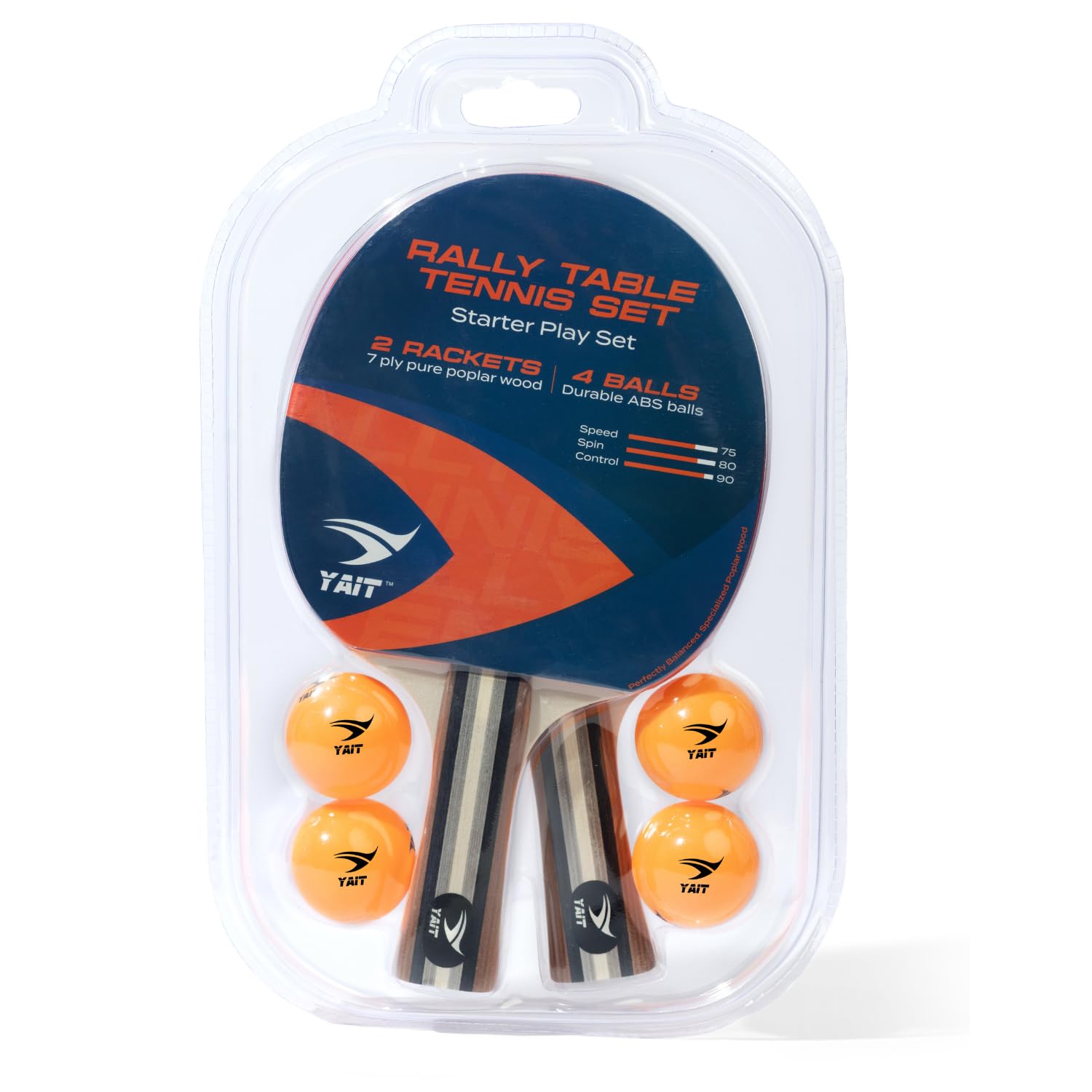 YAIT Sports Rally Table Tennis Racquet Set | 7 Ply Wood 2 TT Bat and 3