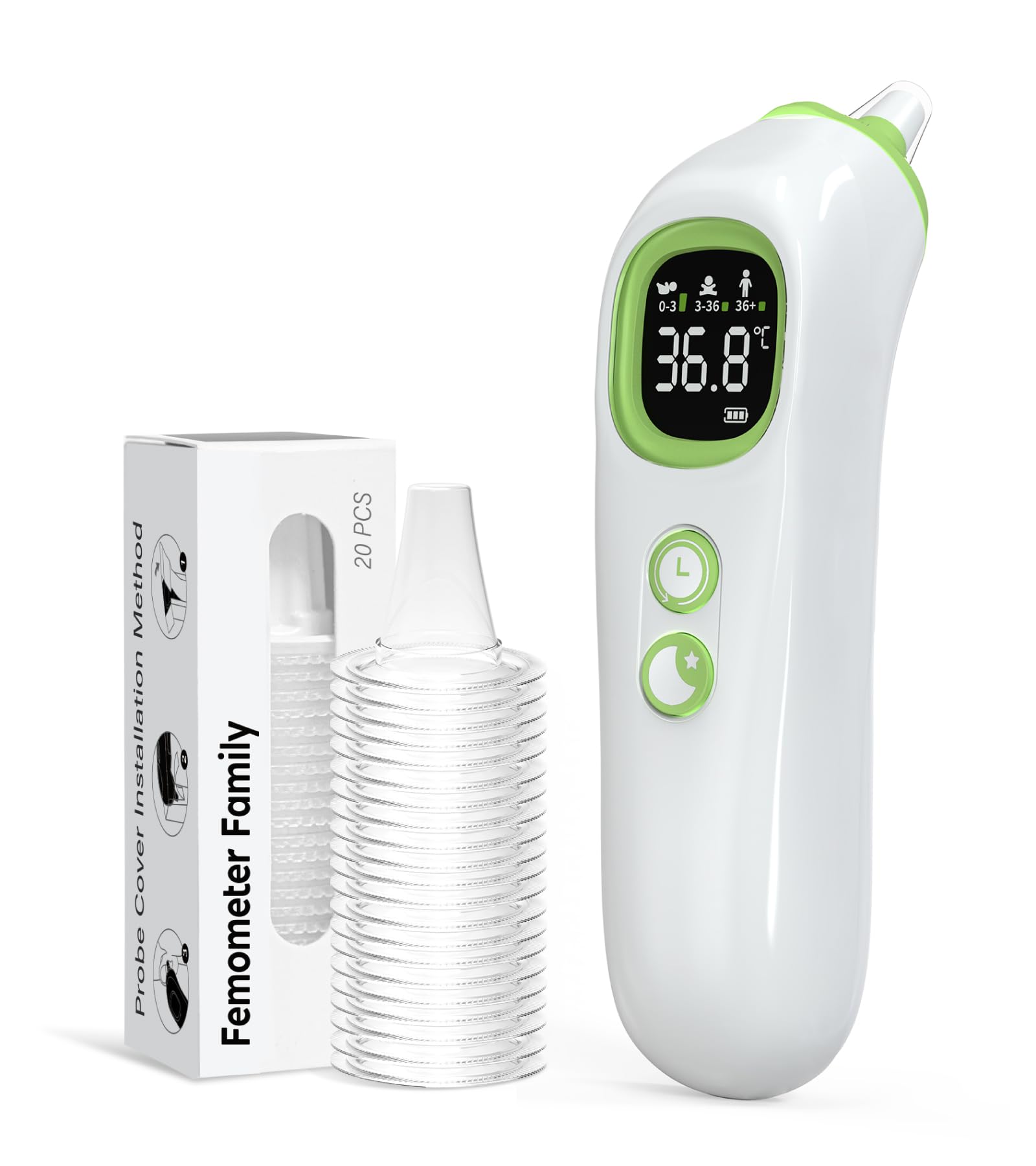 Termómetro de oído,termometro ouvido de alta precisión para bebés, niños y adultos, Tecnología Age Grouping, termometro auricular, con luz noctura para fiebre