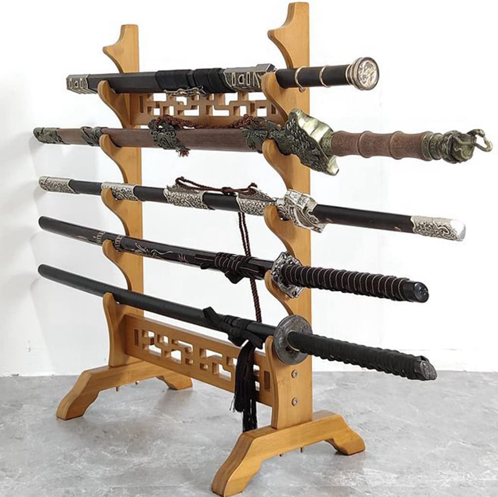 Sword Holder Katana Stand | Floor Standing Swords Rack, 5-12 Floors Vertical Display Stand Sword Hanger - Floor Multi-Layer Sword Holder for Katana Wakizashi & Samurai Swords