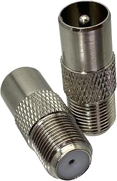 F TV to IEC PAL DVB-T Male Plug Female Ja-ck R*/F Adapter Connector Coaxial Wire Terminals(F M to IEC F)