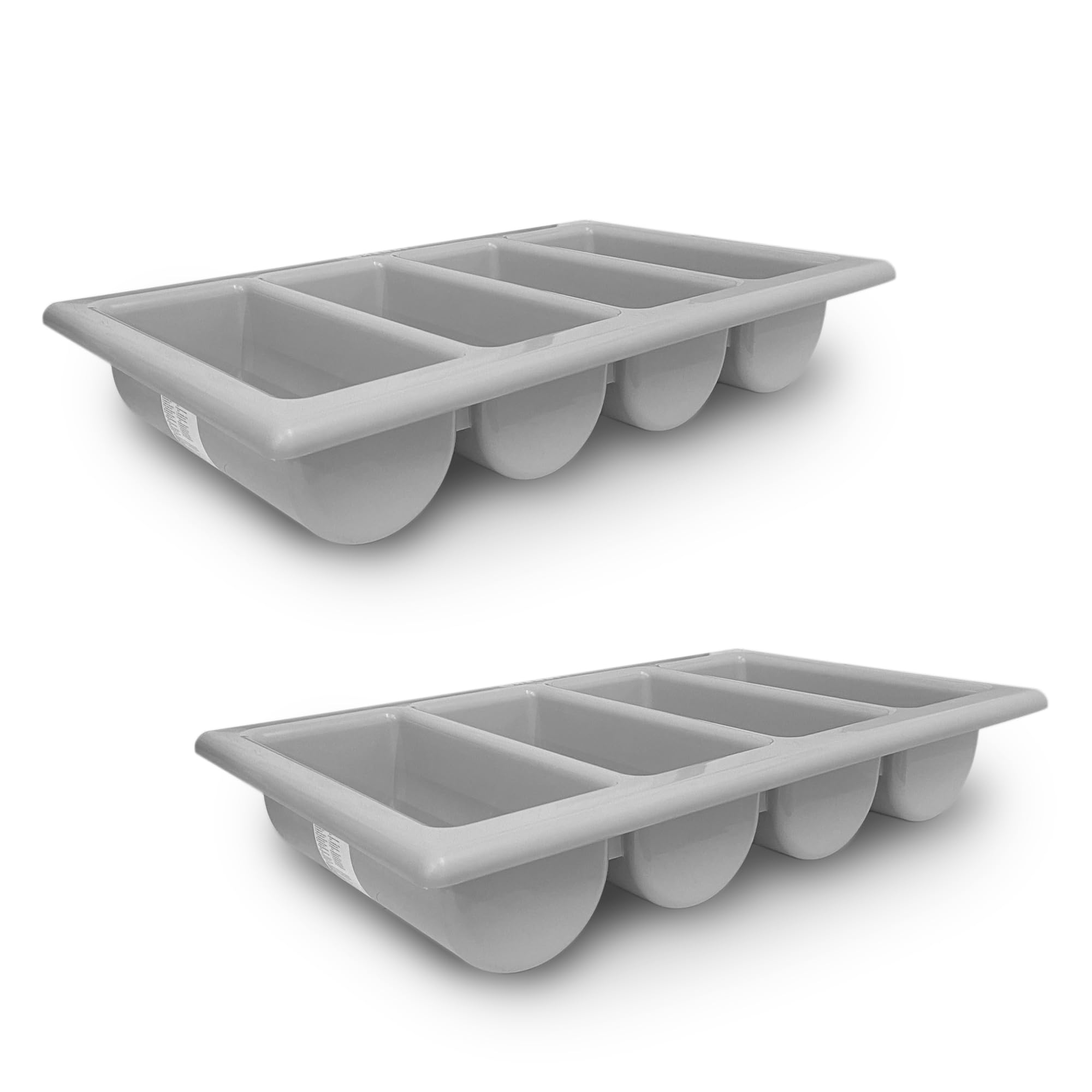 Catering Parts UK Pack of 2 | 4 Compartment Cutlery Rack Grey Heavy Duty Storage For Commercial Kitchens/School Kitchens | Restaurant Cutlery Tray