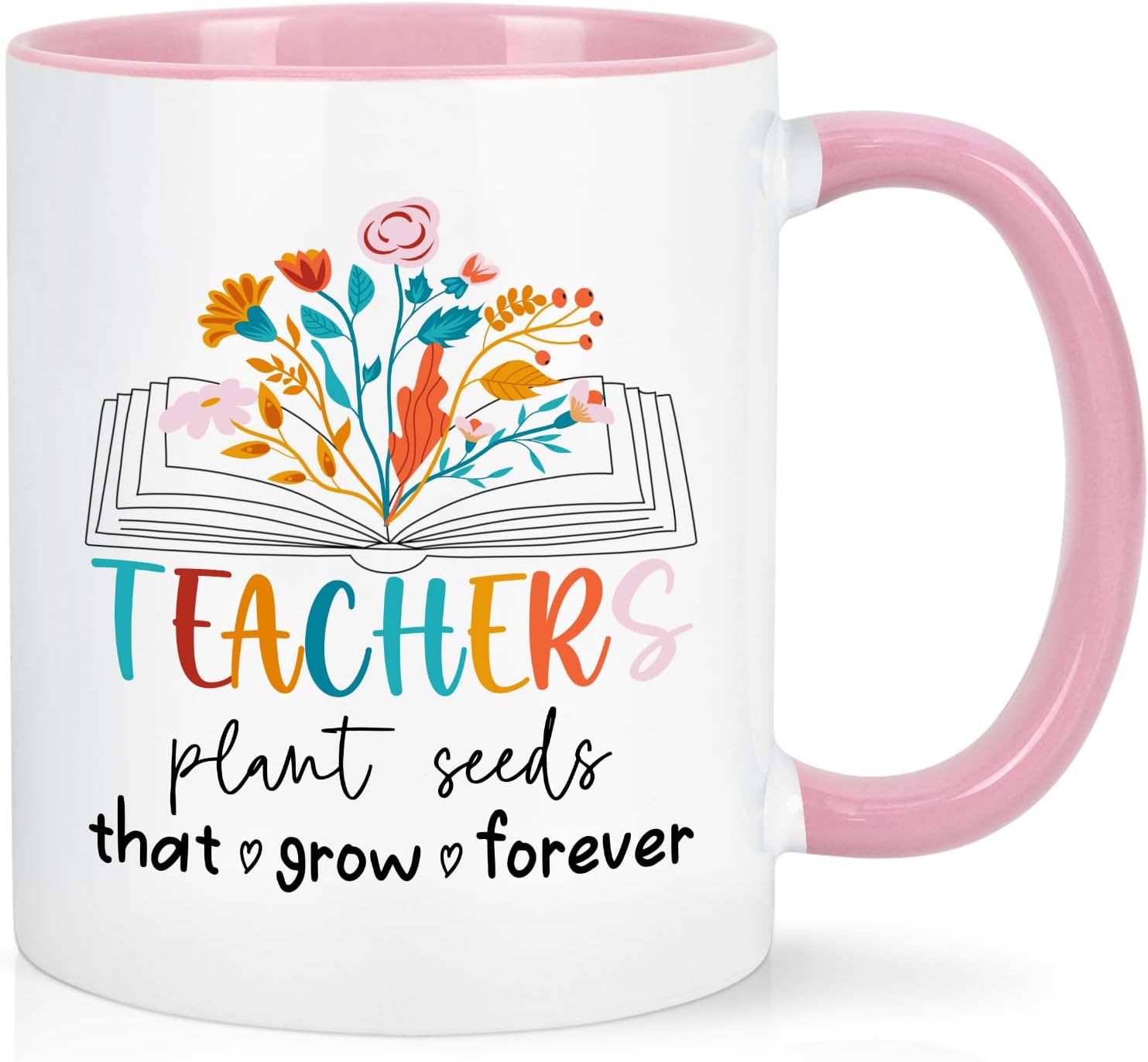 Cabtnca Teacher Appreciation Gifts for Women, Teacher Plants Seeds That Grow Forever Coffee Mug, Christmas Birthday Gifts for Teachers, 11 Oz