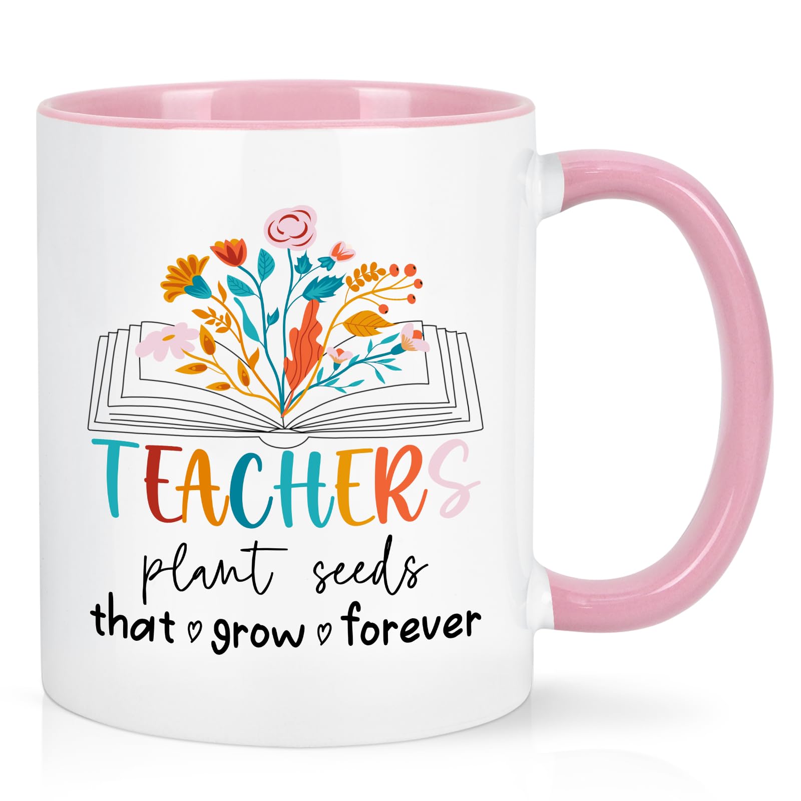 Cabtnca Teacher Gifts for Women - Appreciation Mug, Plants Seeds That Grow Forever Coffee Cup, Christmas Birthday Present, 11 Oz