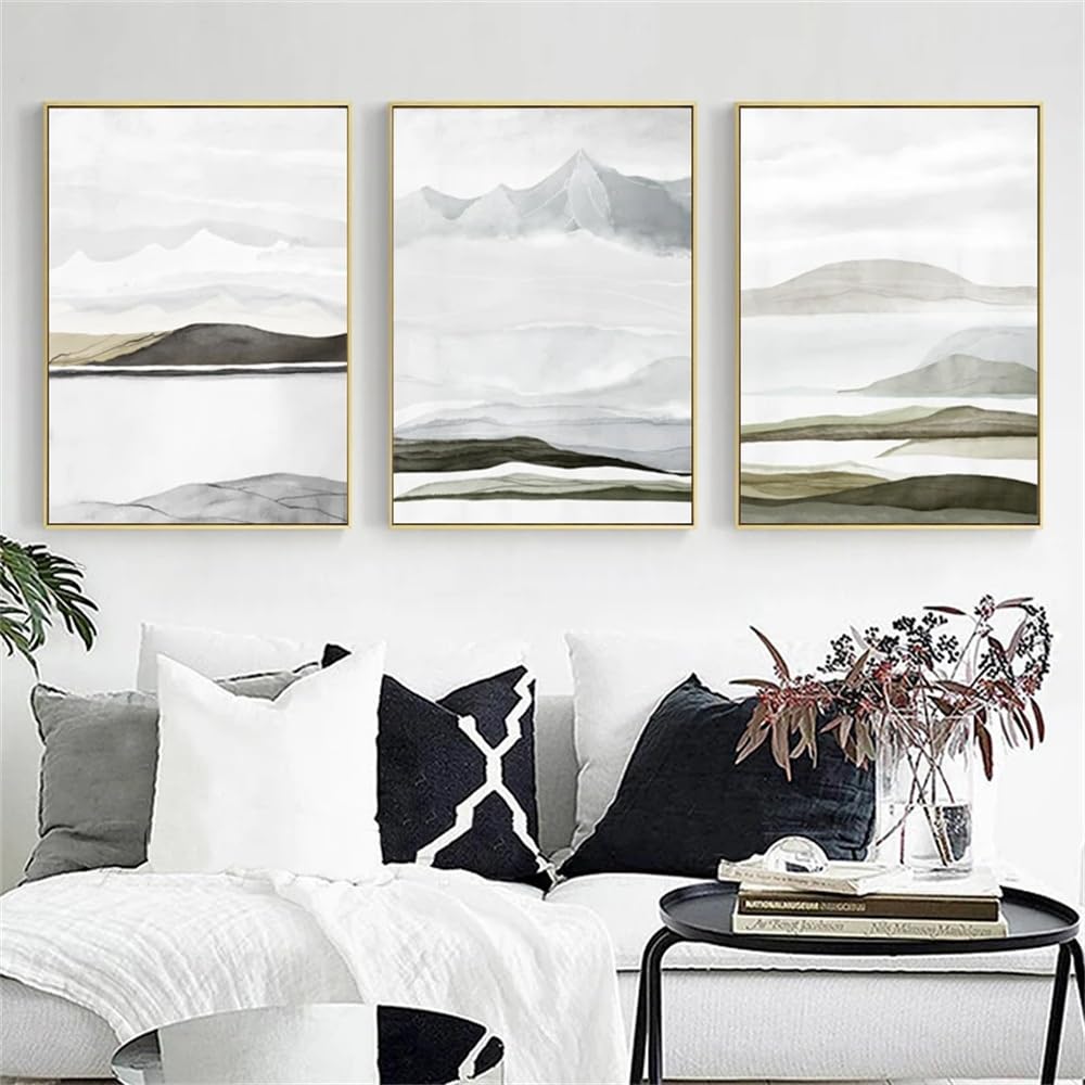 WUHBCZ Canvas Paints-Grey Mountains Abstract Art Canvas Painting Nordic Wall Art Pictures Artwork for Living Office Bedroom Room Home Decoration-60 * 80cm/3PCS (No Frame)