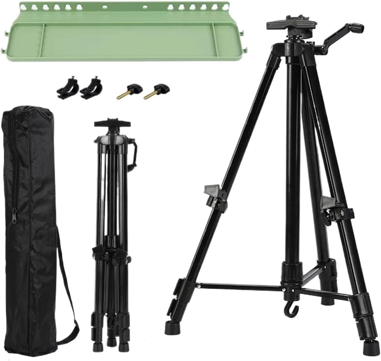 AdjustabFoldabArt Cavalletto per artisti leggero PortabTravel Stand con vassoio verde per uso interno ed esterno, perfetto per pittori e forniture artistiche