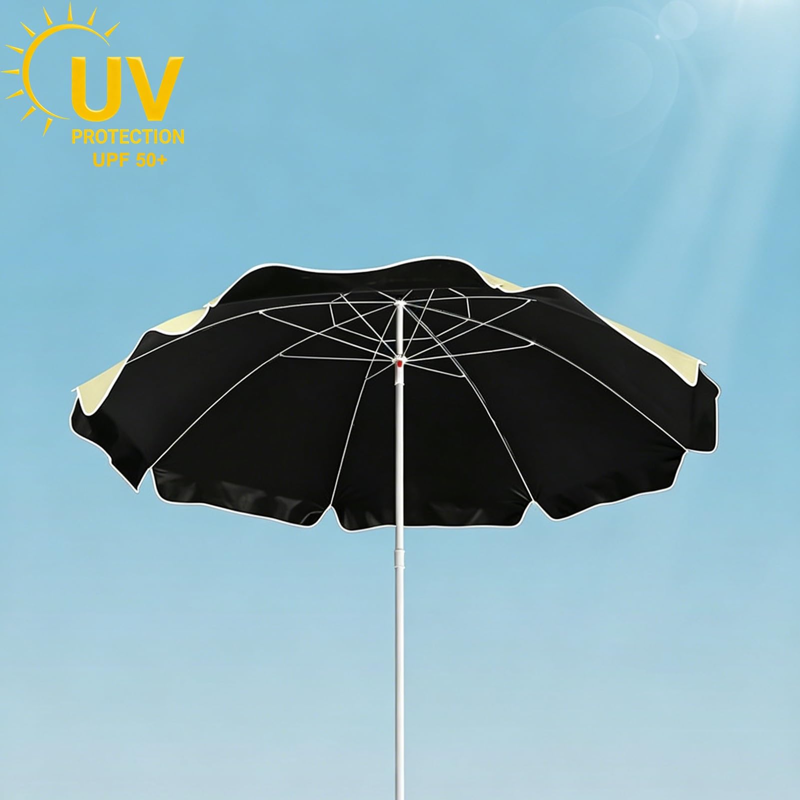 Zielony Parasol Ogrodowy 200 cm, UPF 50+, Przenośny, Wodoodporny Parasol Plażowy z Torbą Transportową, na Kemping, Plażę