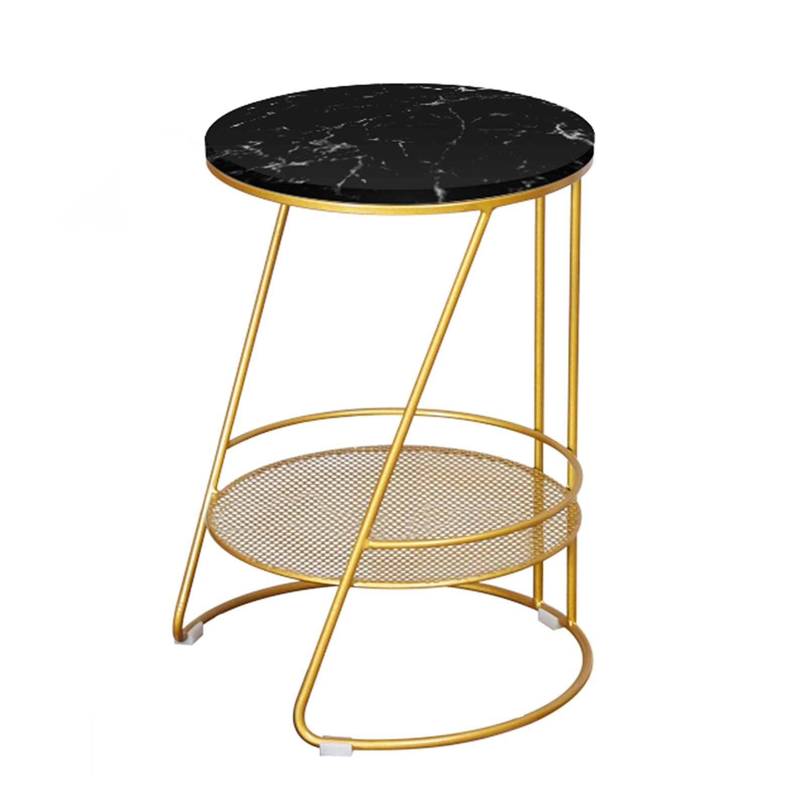 Table basse ronde en marbre à 2 étages pour salon et balcon 35x52 cm