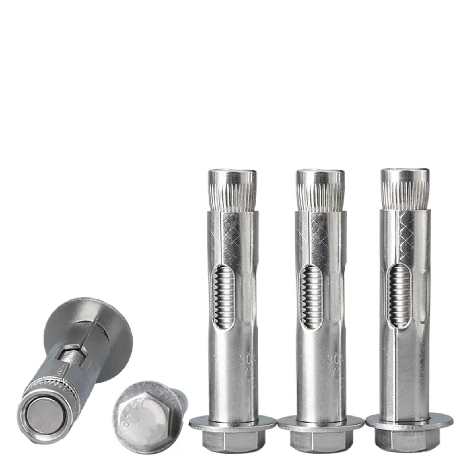 Mdsiokhj One Color Expansion Screws 1-3Pcs M6 M8 M10 M12 304 Stainless Steel External Hexagon Expansion Screw Sleeve Concrete Anchor(M8x60-2Pcs)