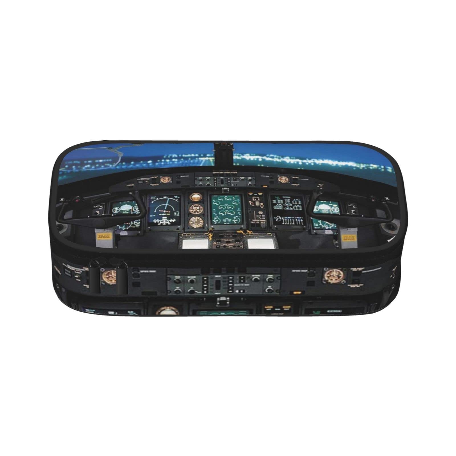 Airplane Cockpit Pencil Case Large Capacity Pen Bag Office Stationery Bag Cosmetic Bag with Compartments for Girls Boys
