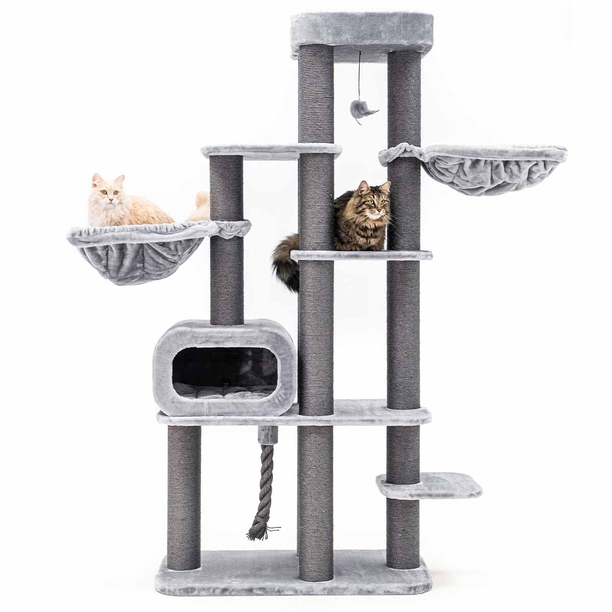Petrebels Drapak XXL Interstate 199 cm, Maine Coon, duży drapak o grubości Ø 12 pni sizalowych, kolor szary