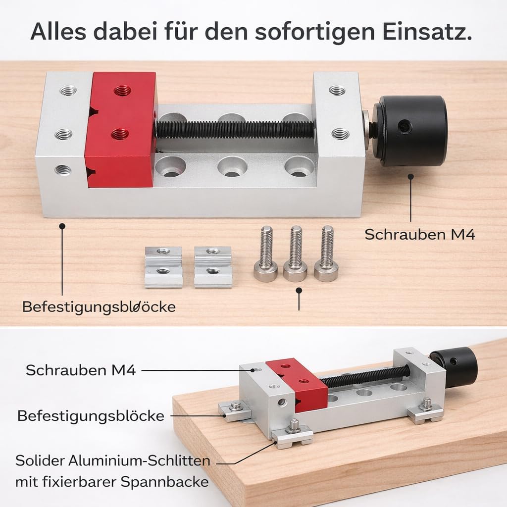 50 mm Mini Étau Plat pour Table en Aluminium Pince Plate pour Fixation de Perceuse, Mini Etau de Precision Plage de Serrage de 50 mm/2,0 pouces