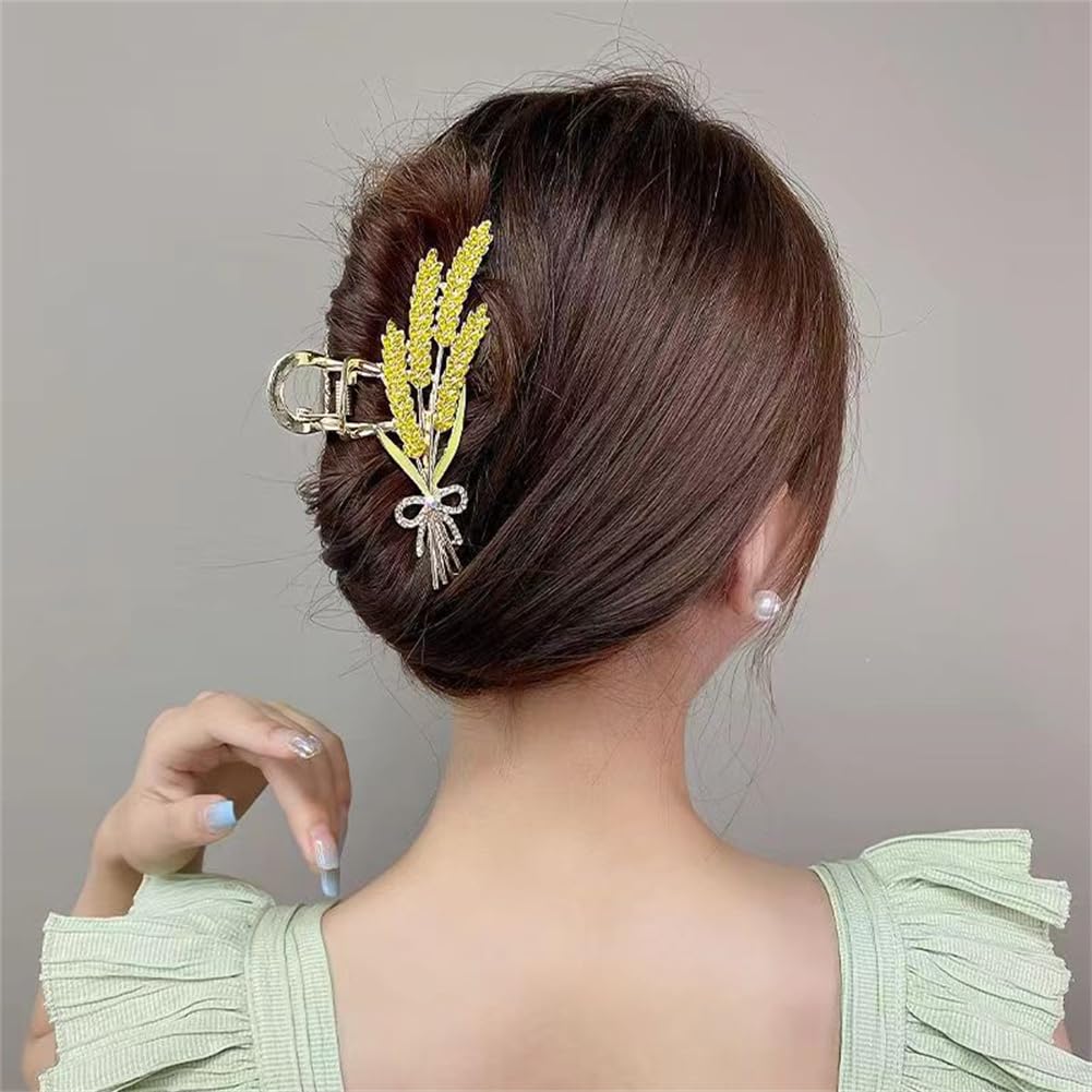 Metal Hair Claw Clips, Strong Hold Metal Hair Jaw Clips Crystal Wheat Plant Shark Claw Clips Clamp - Image 3